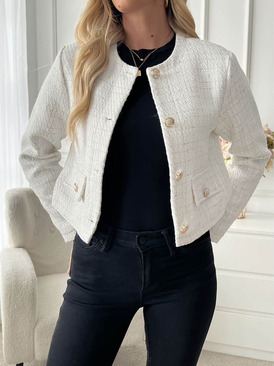 CAMPERA CON CUELLO REDONDO Y BOTONES DORADOS Campera 28 ZAPRINI 