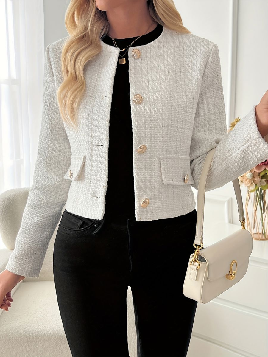 CAMPERA CON CUELLO REDONDO Y BOTONES DORADOS Campera 28 ZAPRINI 