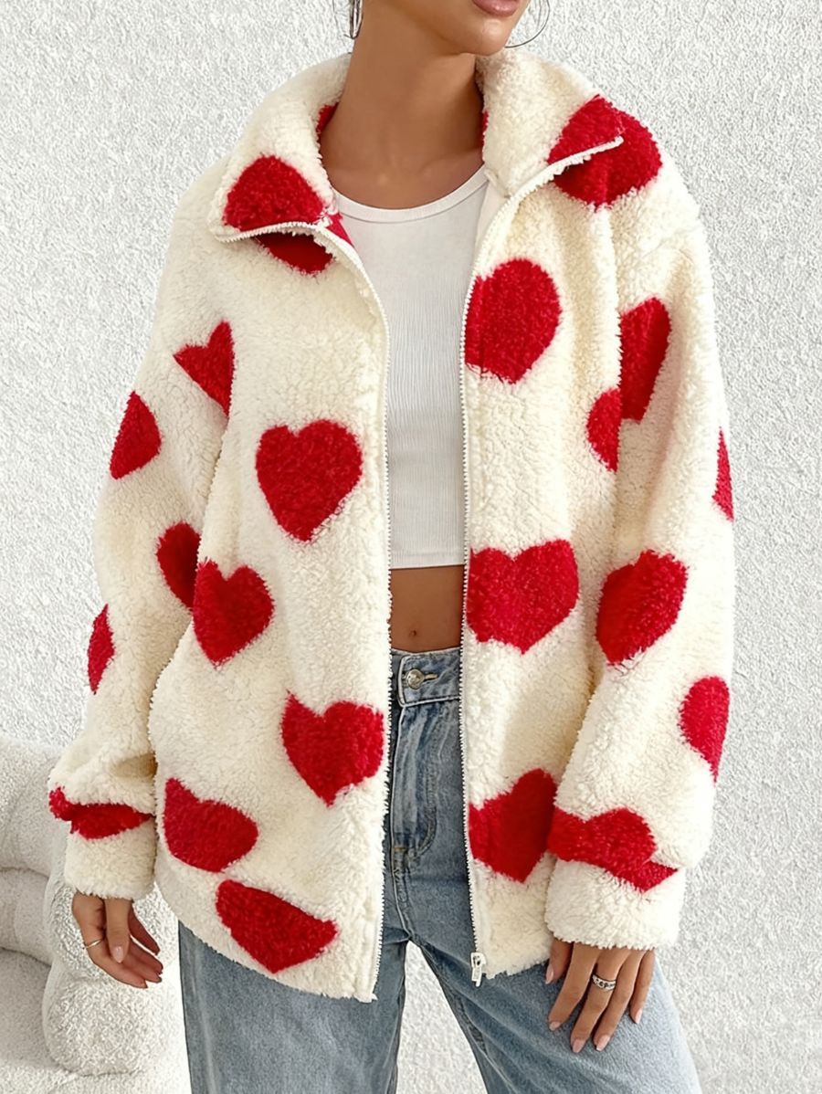 CAMPERA CON ESTAMPADO DE CORAZONES Campera 16 ZAPRINI Rojo S 