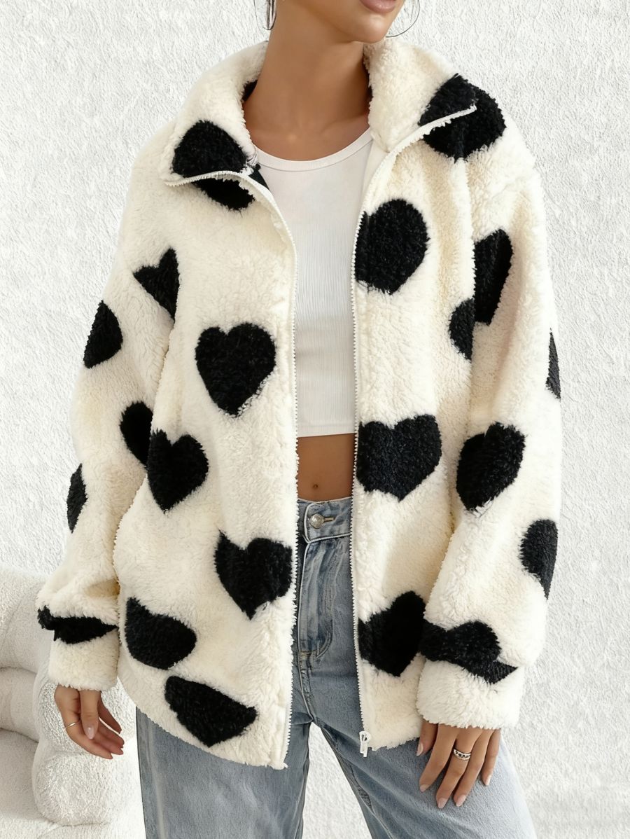 CAMPERA CON ESTAMPADO DE CORAZONES Campera 16 ZAPRINI Negro S 