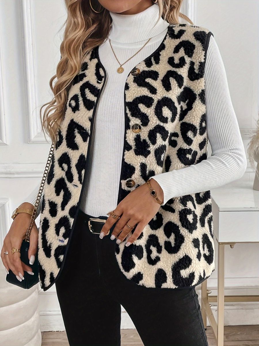 CAMPERA CON ESTAMPADO LEOPARDO SIN MANGAS Campera 03 ZAPRINI 