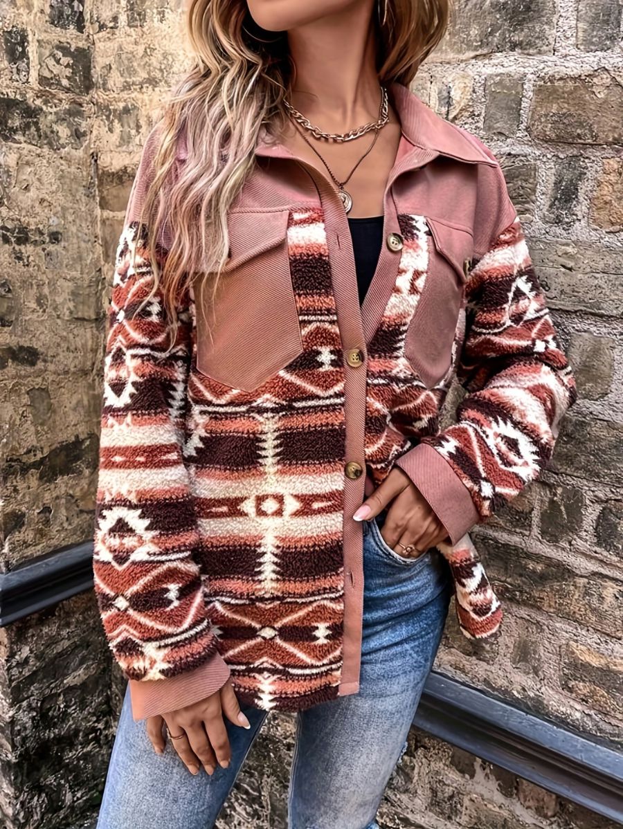 CAMPERA CON ESTAMPADO Y BOLSILLOS Campera 17 ZAPRINI Rosa S 