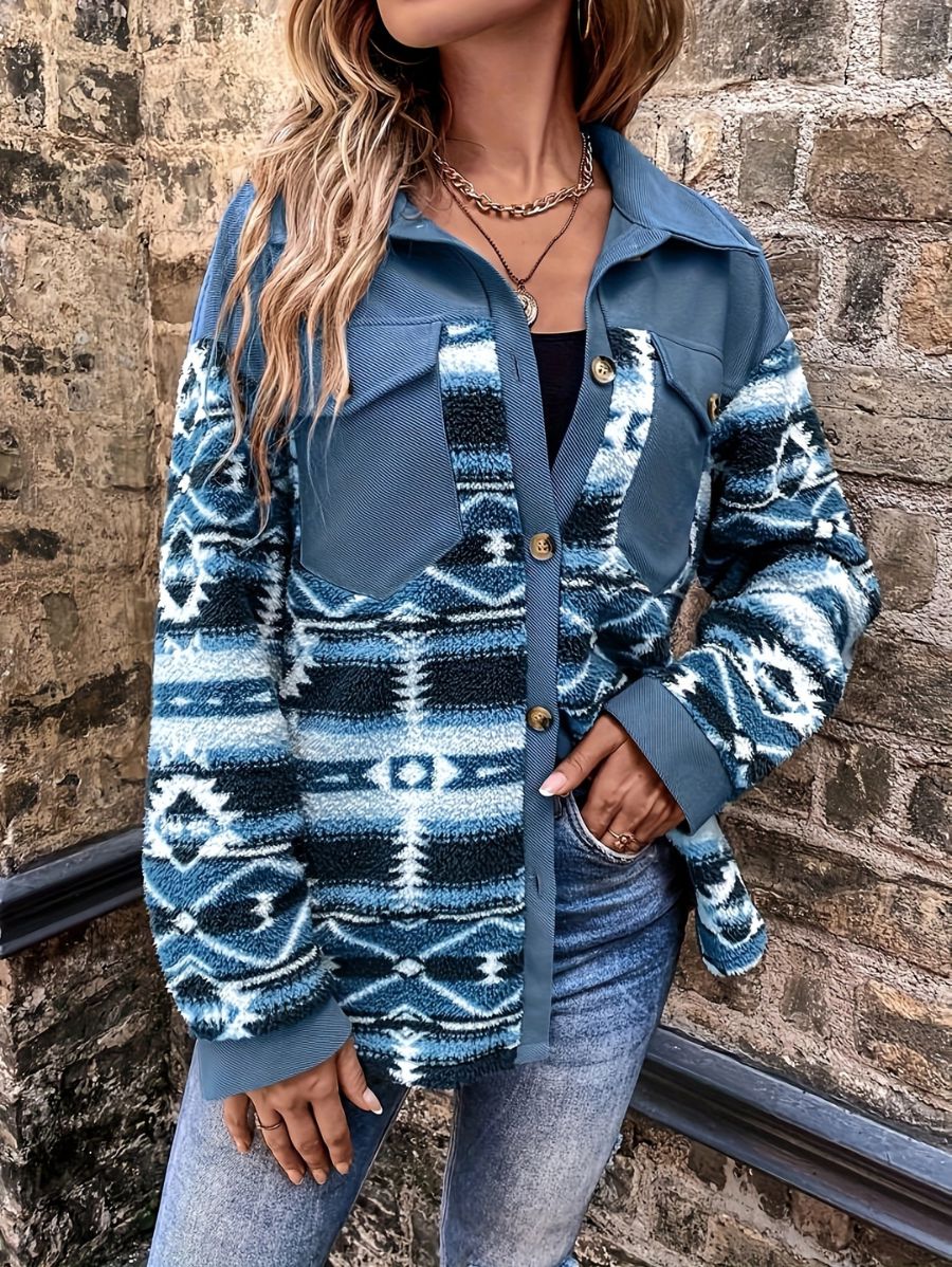 CAMPERA CON ESTAMPADO Y BOLSILLOS Campera 17 ZAPRINI Azul S 