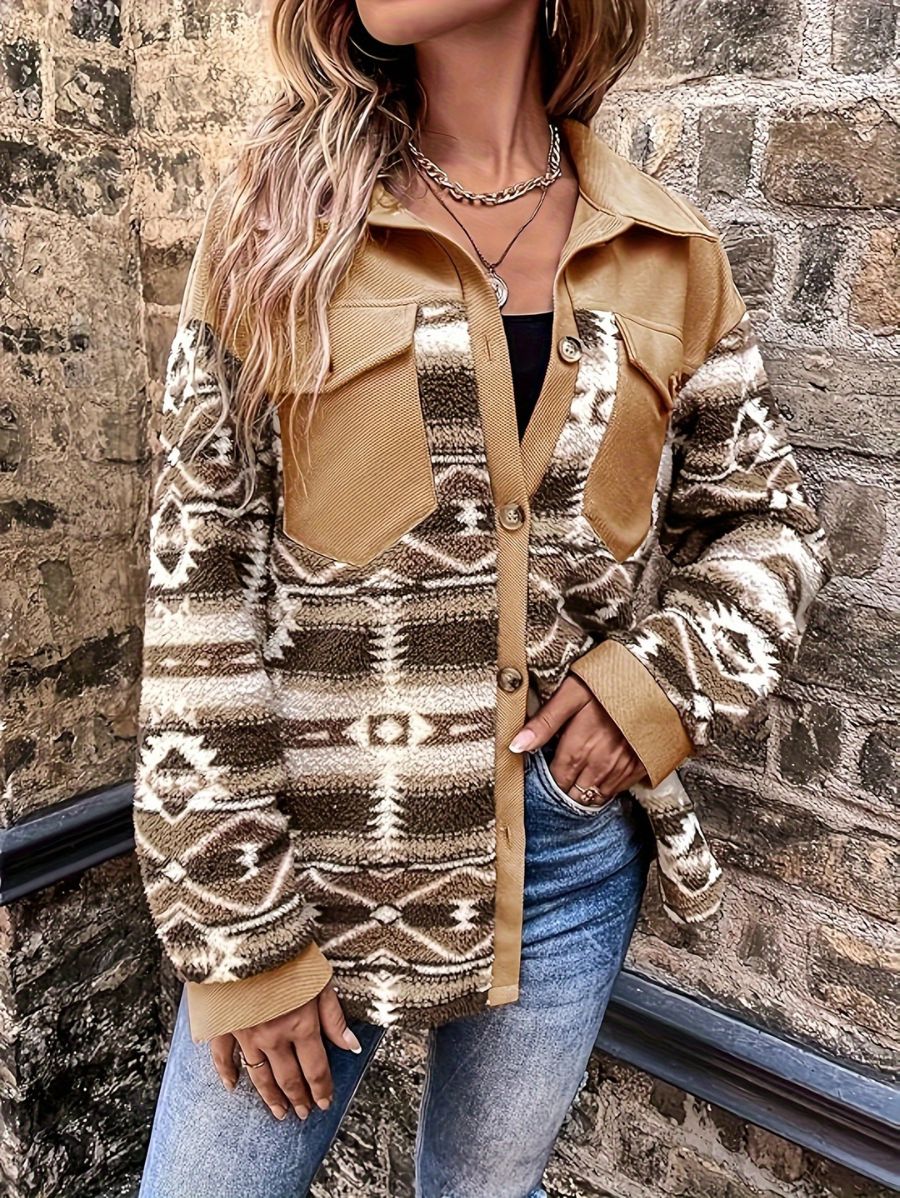 CAMPERA CON ESTAMPADO Y BOLSILLOS Campera 17 ZAPRINI Beige S 