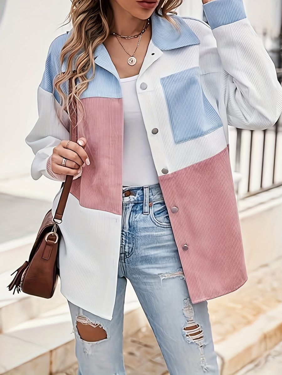 CAMPERA DE PANA CON BLOQUES DE COLOR Campera 14 ZAPRINI S 