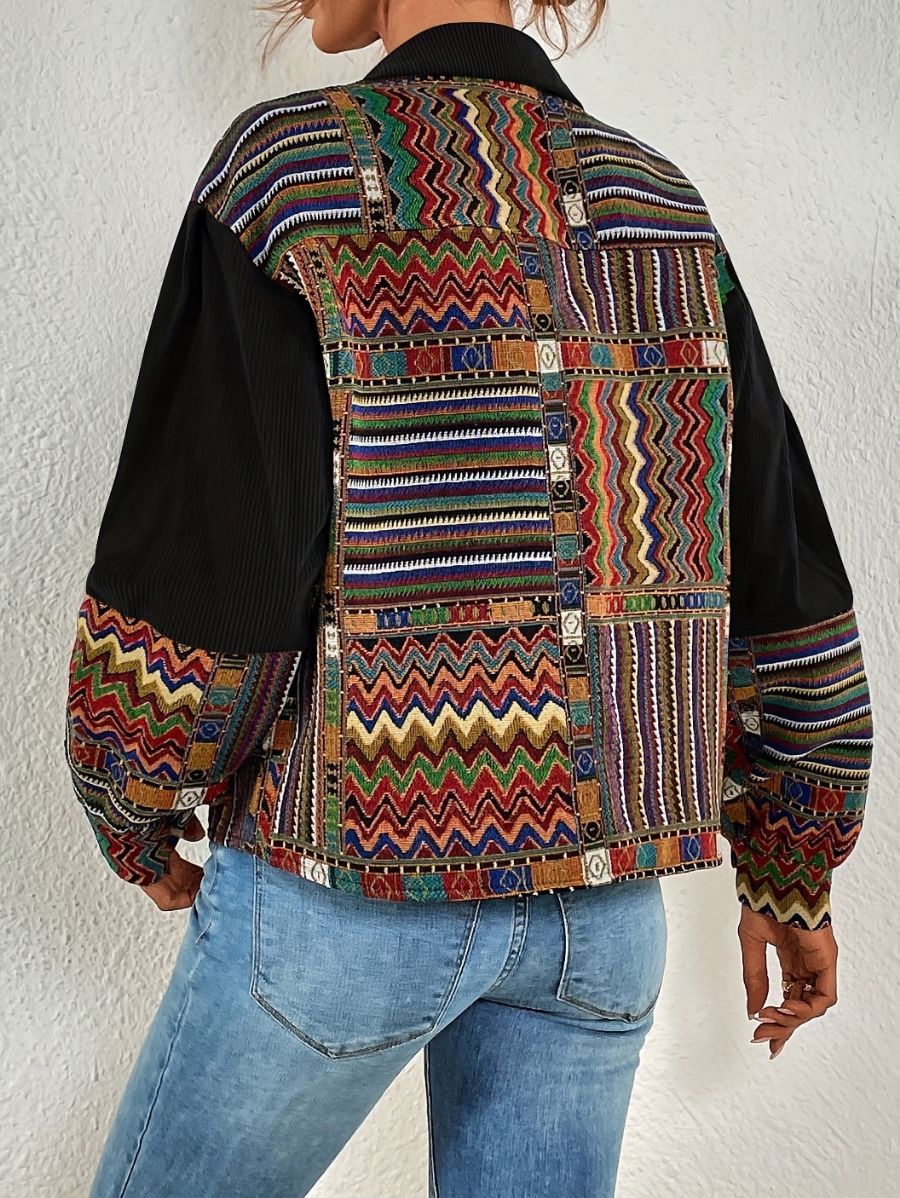 CAMPERA DE PANA CON ESTAMPADO GEOMÉTRICO Campera 33 ZAPRINI 