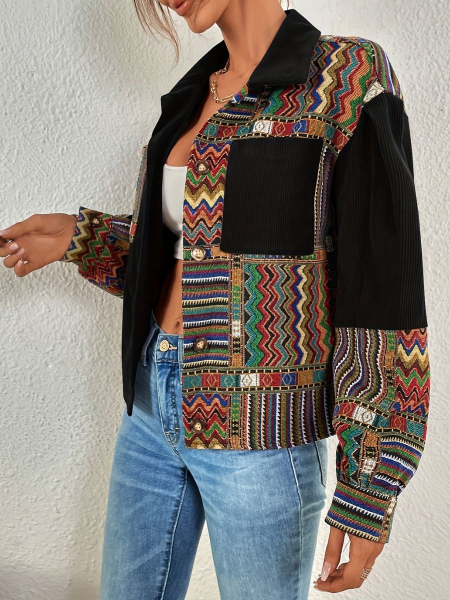 CAMPERA DE PANA CON ESTAMPADO GEOMÉTRICO Campera 33 ZAPRINI 