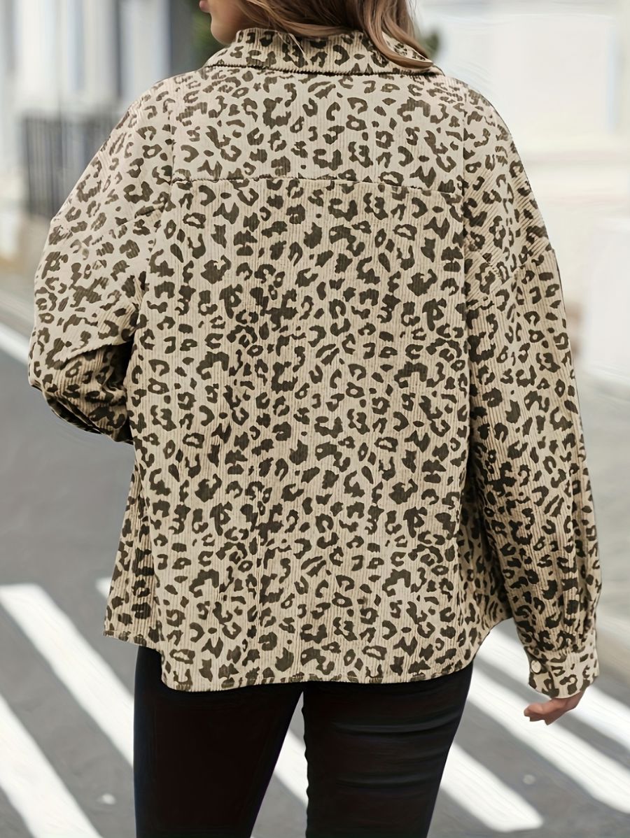 CAMPERA DE PANA CON ESTAMPADO LEOPARDO Campera 29 ZAPRINI Beige S 