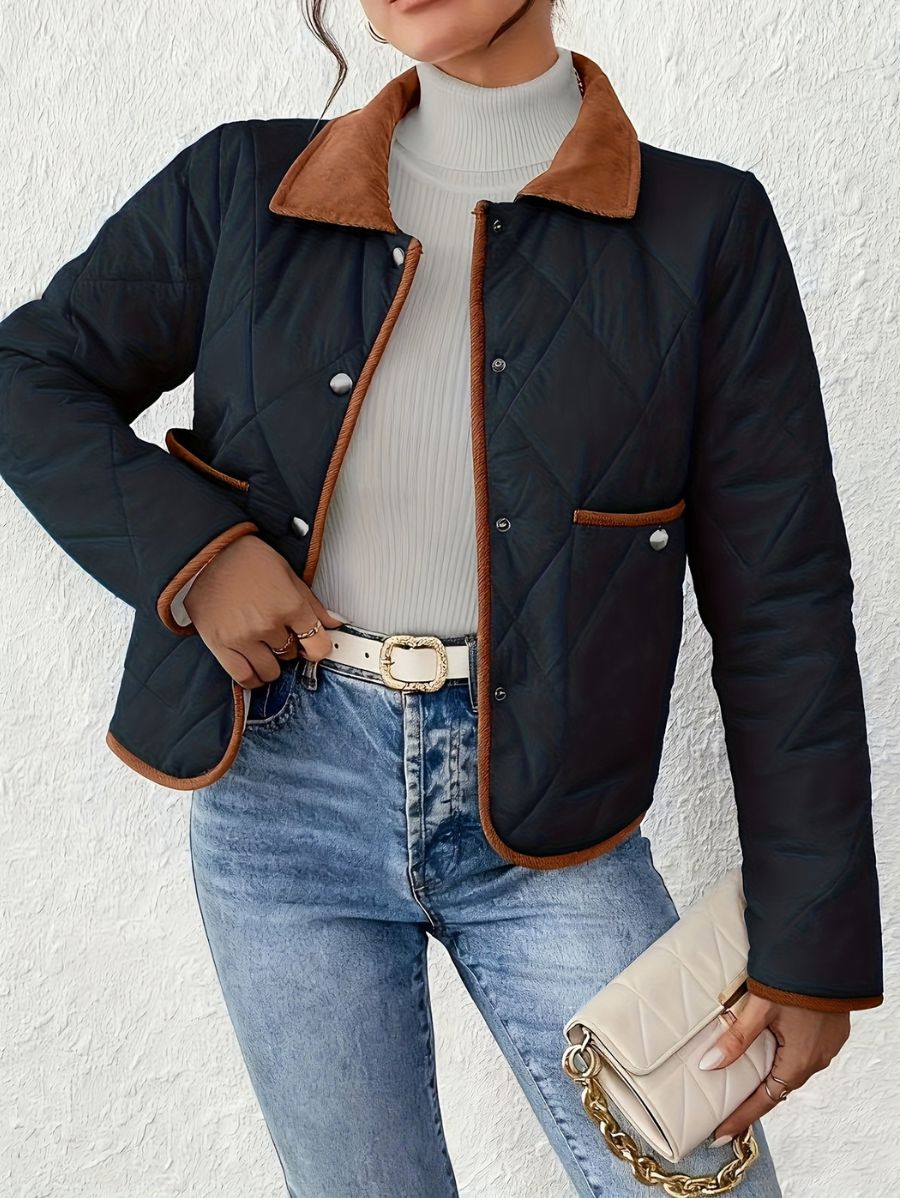 CAMPERA EN DOS TONOS CON BOLSILLOS Campera 37 ZAPRINI Negro S 