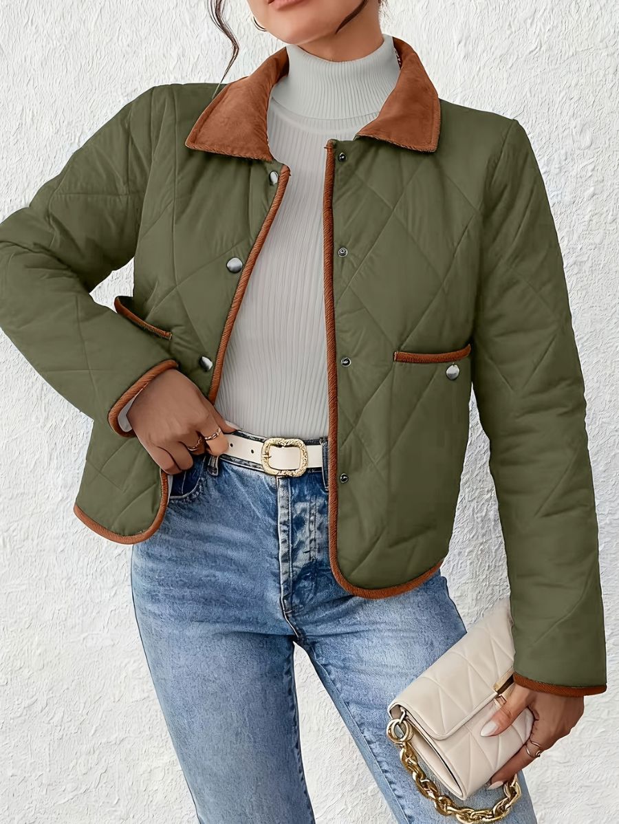 CAMPERA EN DOS TONOS CON BOLSILLOS Campera 37 ZAPRINI Verde S 