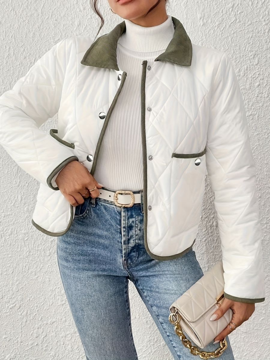 CAMPERA EN DOS TONOS CON BOLSILLOS Campera 37 ZAPRINI Blanco S 