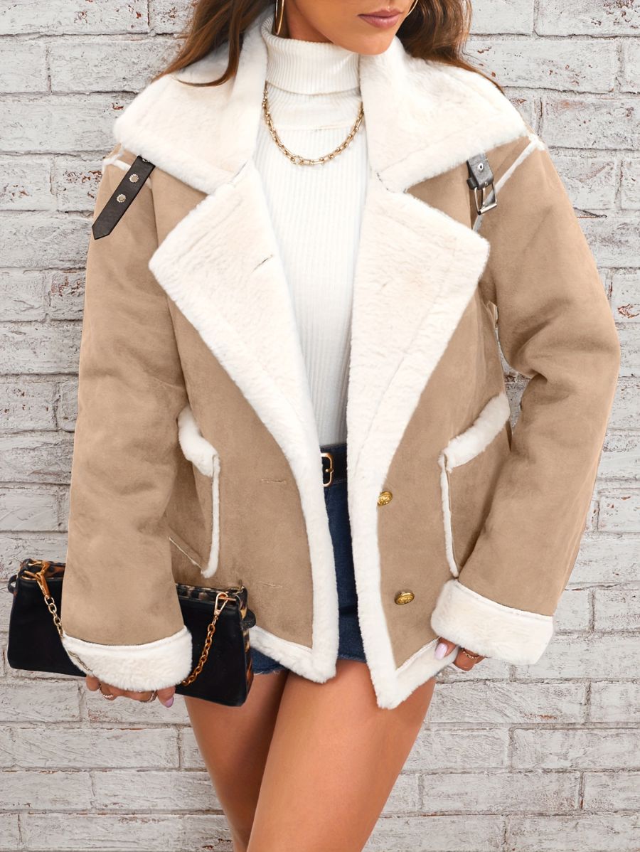 CAMPERA FORRADA CON BOTONES DORADOS Y BOLSILLOS Campera 07 ZAPRINI Beige S 