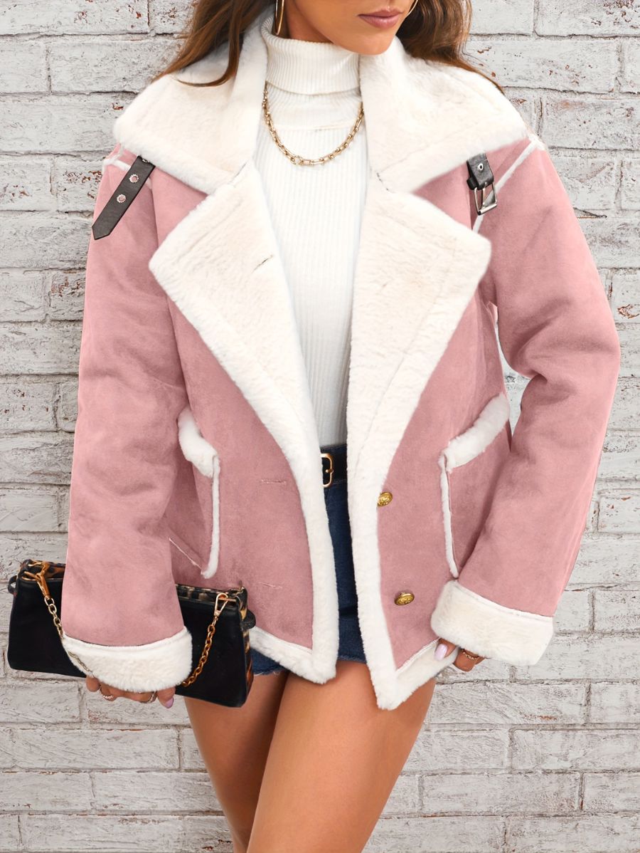 CAMPERA FORRADA CON BOTONES DORADOS Y BOLSILLOS Campera 07 ZAPRINI Rosa S 