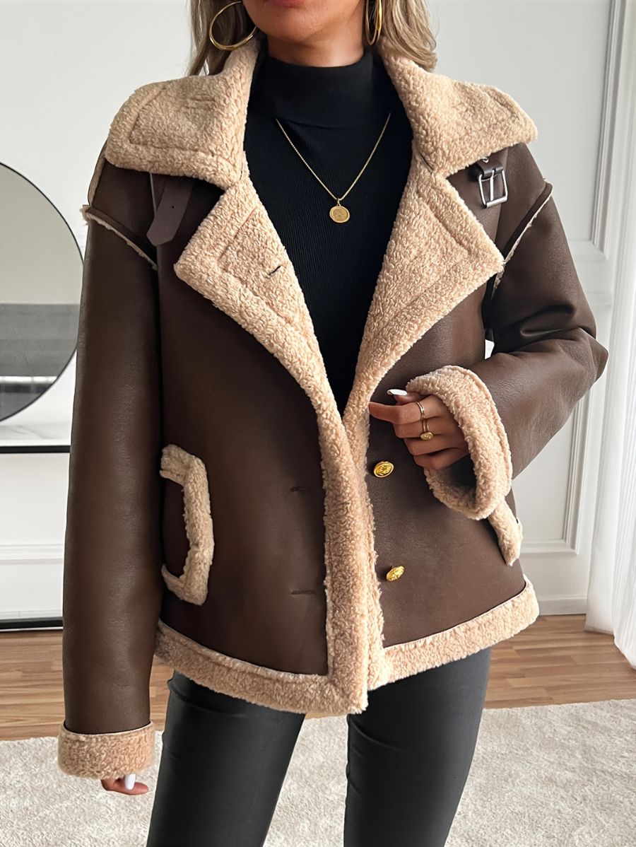 CAMPERA FORRADA CON BOTONES DORADOS Y HEBILLA Campera 23 ZAPRINI Marrón S 