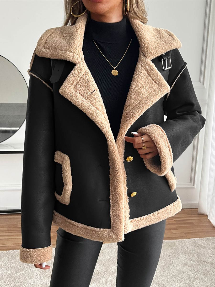 CAMPERA FORRADA CON BOTONES DORADOS Y HEBILLA Campera 23 ZAPRINI Negro S 