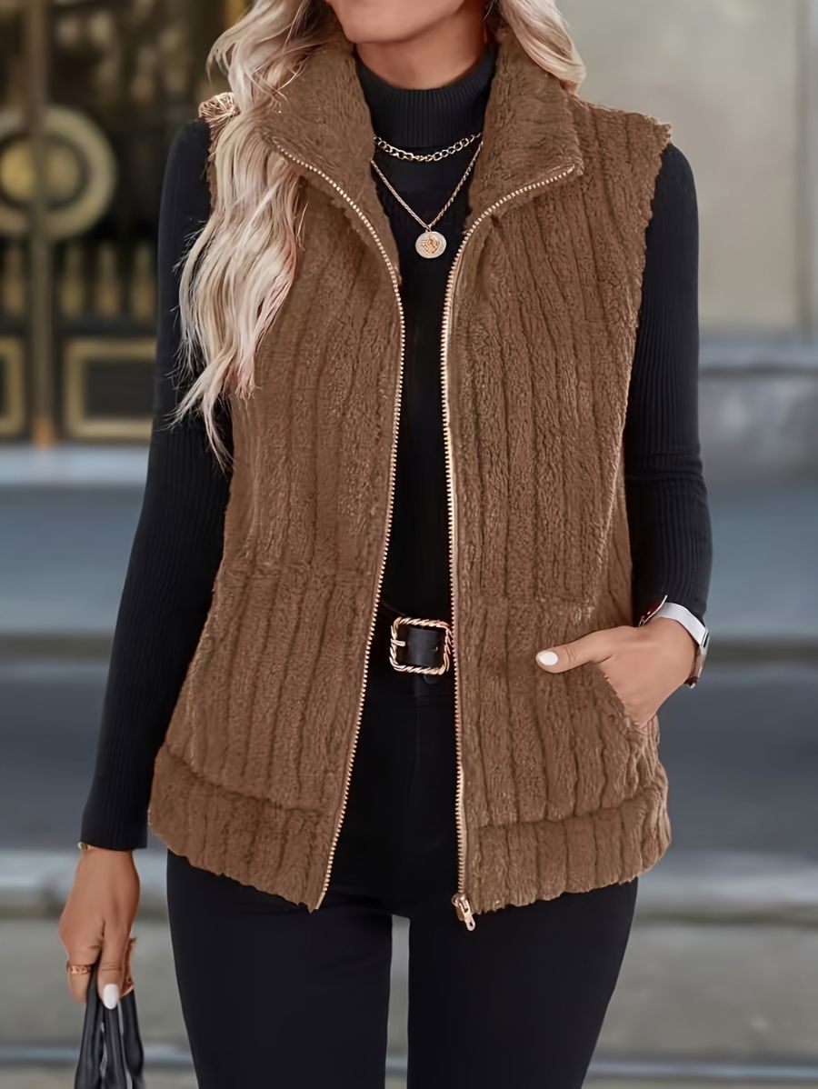 CAMPERA SIN MANGAS AFELPADA Campera 12 ZAPRINI Marrón S 