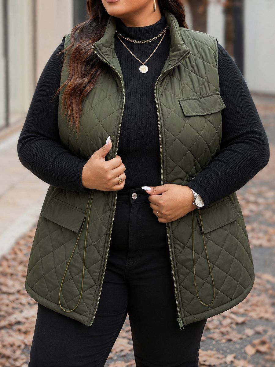 CAMPERA SIN MANGAS CON AJUSTE EN CINTURA PLUS SIZE Campera Plus Size 07 ZAPRINI 1XL 