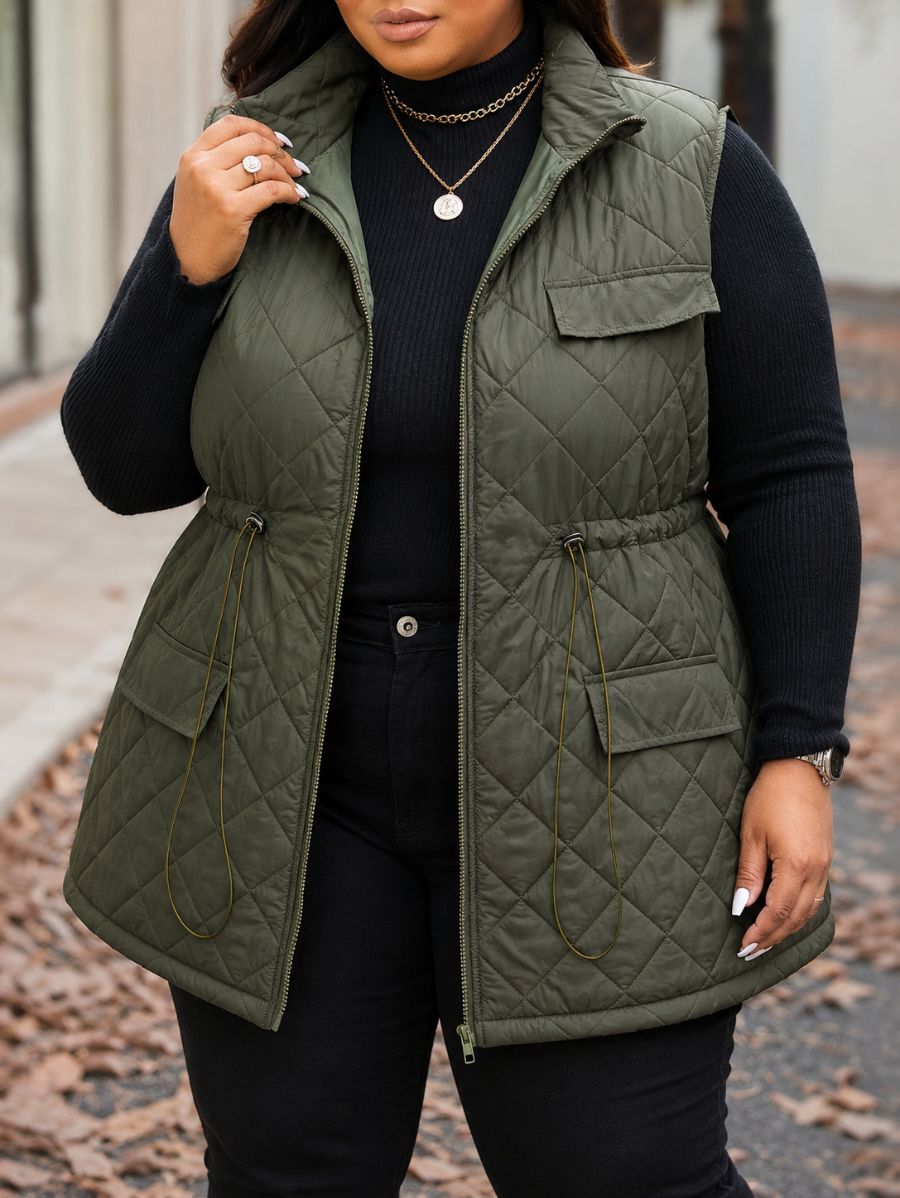 CAMPERA SIN MANGAS CON AJUSTE EN CINTURA PLUS SIZE Campera Plus Size 07 ZAPRINI 