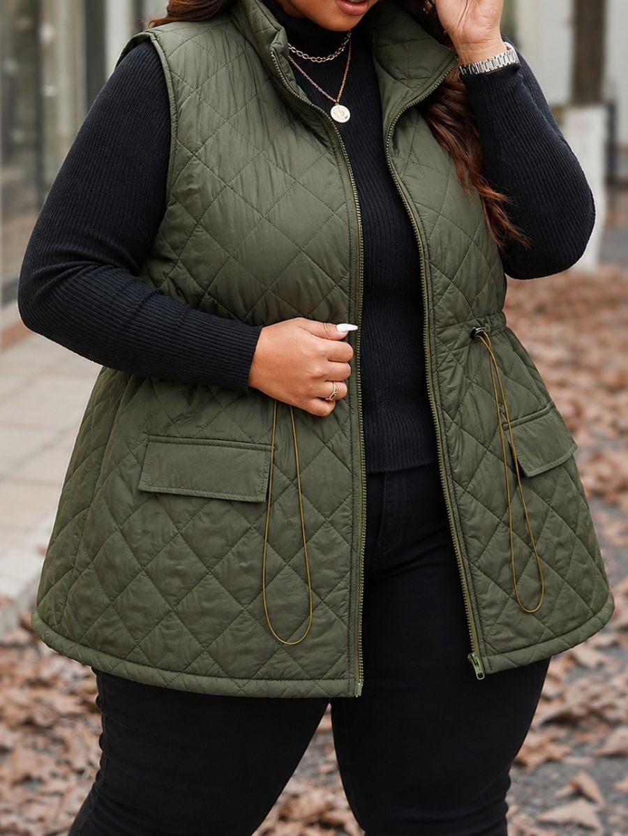 CAMPERA SIN MANGAS CON AJUSTE EN CINTURA PLUS SIZE Campera Plus Size 07 ZAPRINI 