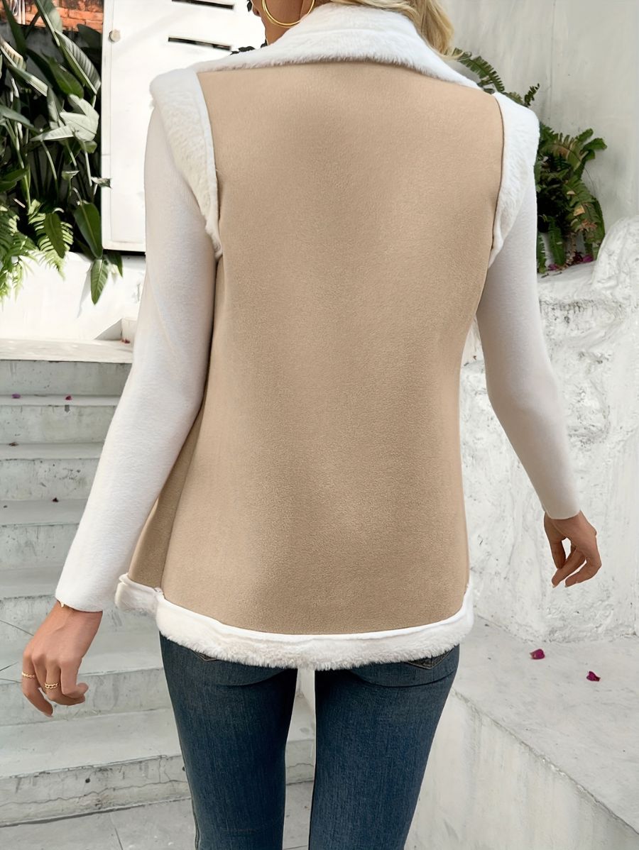 CAMPERA TIPO CHALECO FORRADO CON BOTÓN Campera 27 ZAPRINI Beige S 