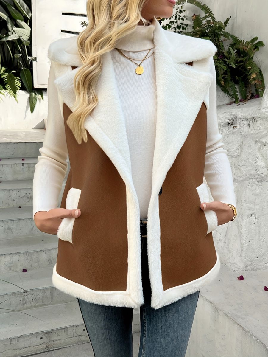 CAMPERA TIPO CHALECO FORRADO CON BOTÓN Campera 27 ZAPRINI Marrón S 