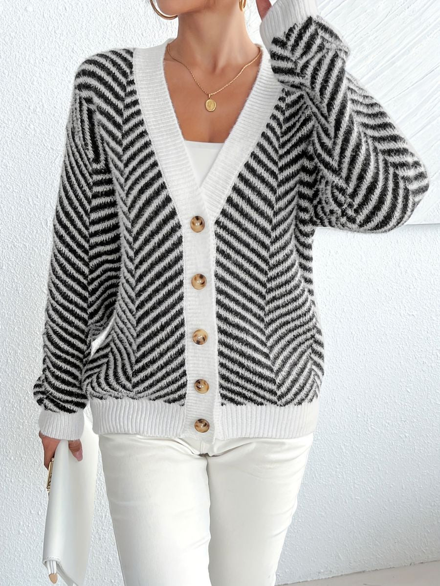 CÁRDIGAN A RAYAS CON BOTONES Cardigan 01 ZAPRINI 