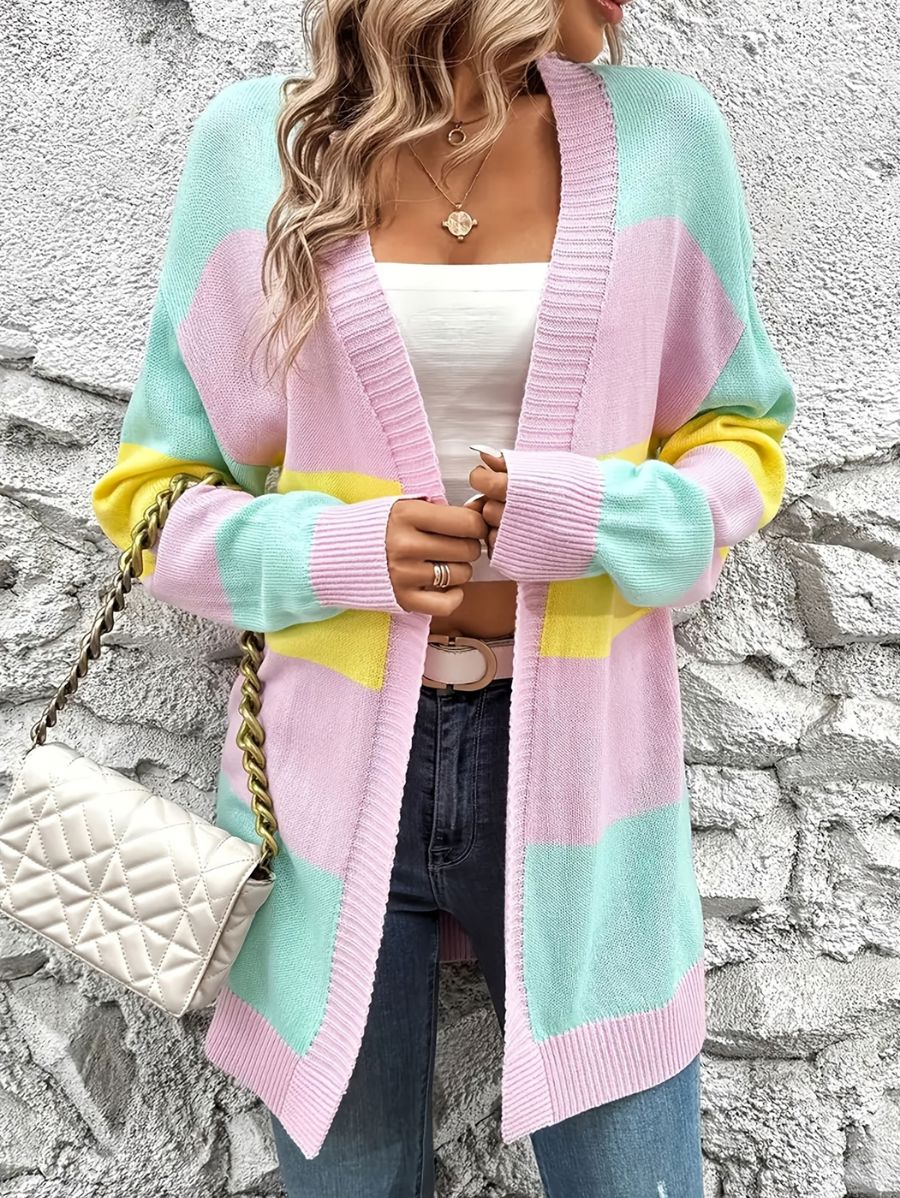 CÁRDIGAN CON BLOQUES DE COLOR SIN BOTONES Cardigan 12 ZAPRINI S 