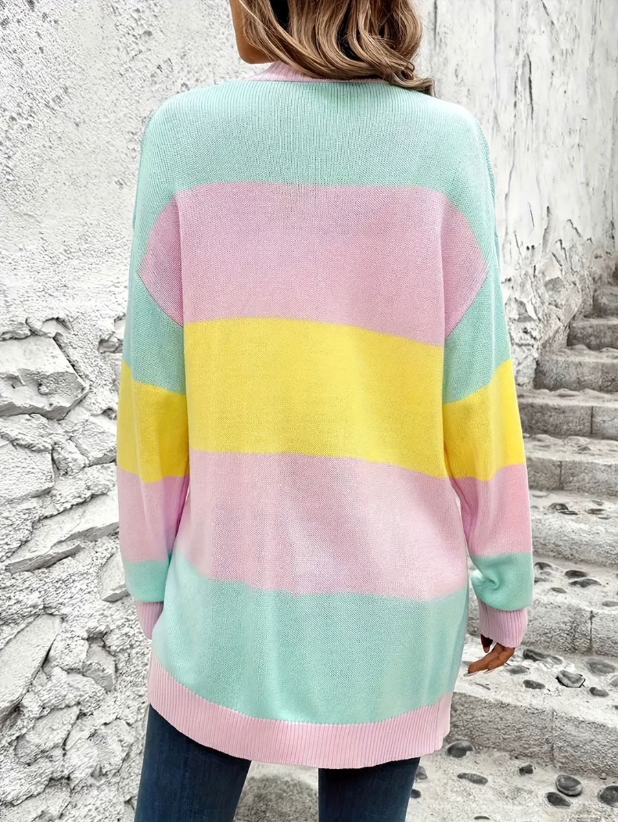 CÁRDIGAN CON BLOQUES DE COLOR SIN BOTONES Cardigan 12 ZAPRINI 