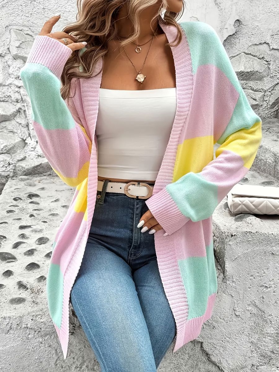 CÁRDIGAN CON BLOQUES DE COLOR SIN BOTONES Cardigan 12 ZAPRINI 
