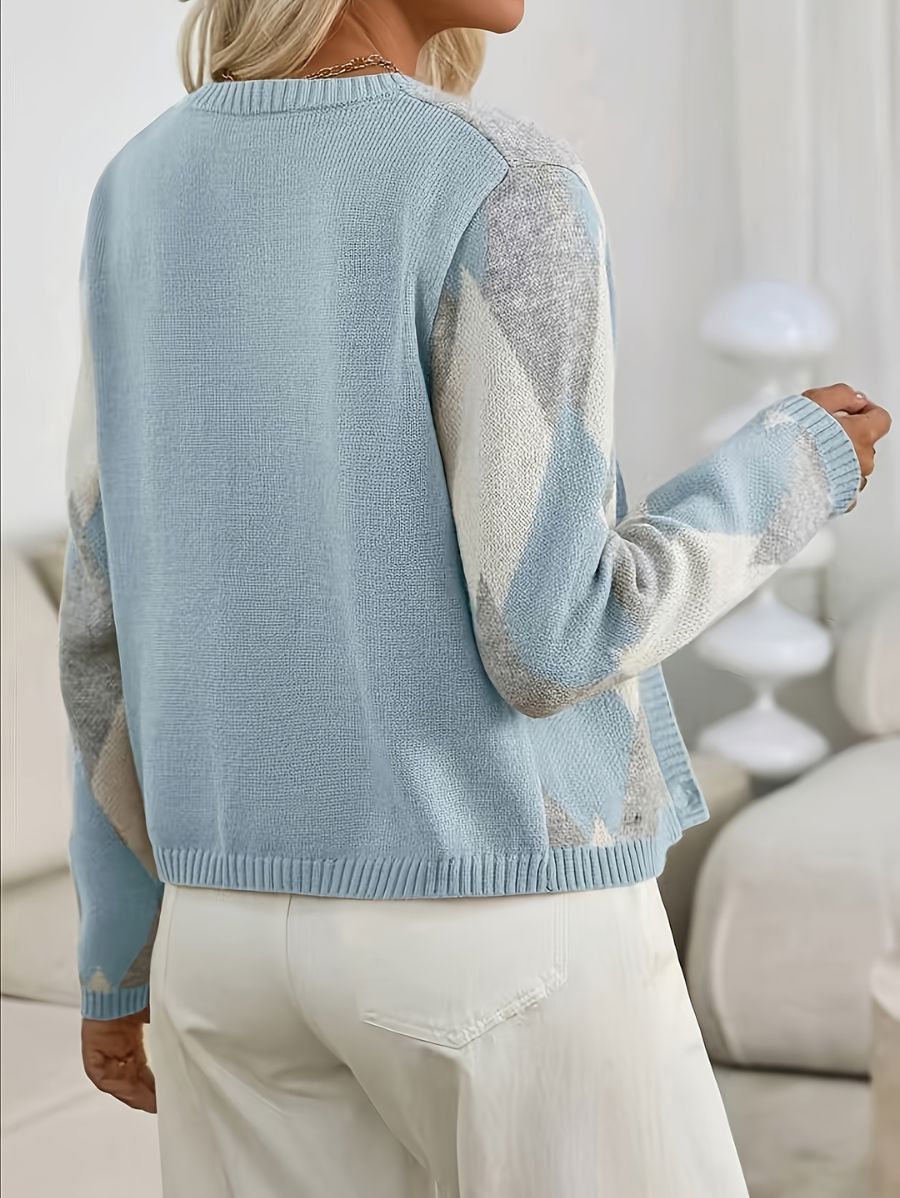 CÁRDIGAN CON BOTONES DORADOS Y ESTAMPADO GEOMÉTRICO Cardigan 02 ZAPRINI 