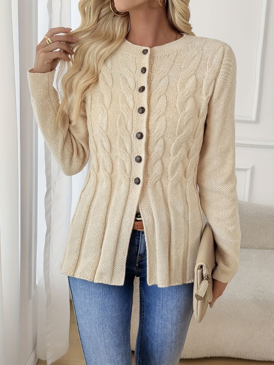 CÁRDIGAN CON BOTONES MANGA LARGA Cardigan 08 ZAPRINI Beige S 