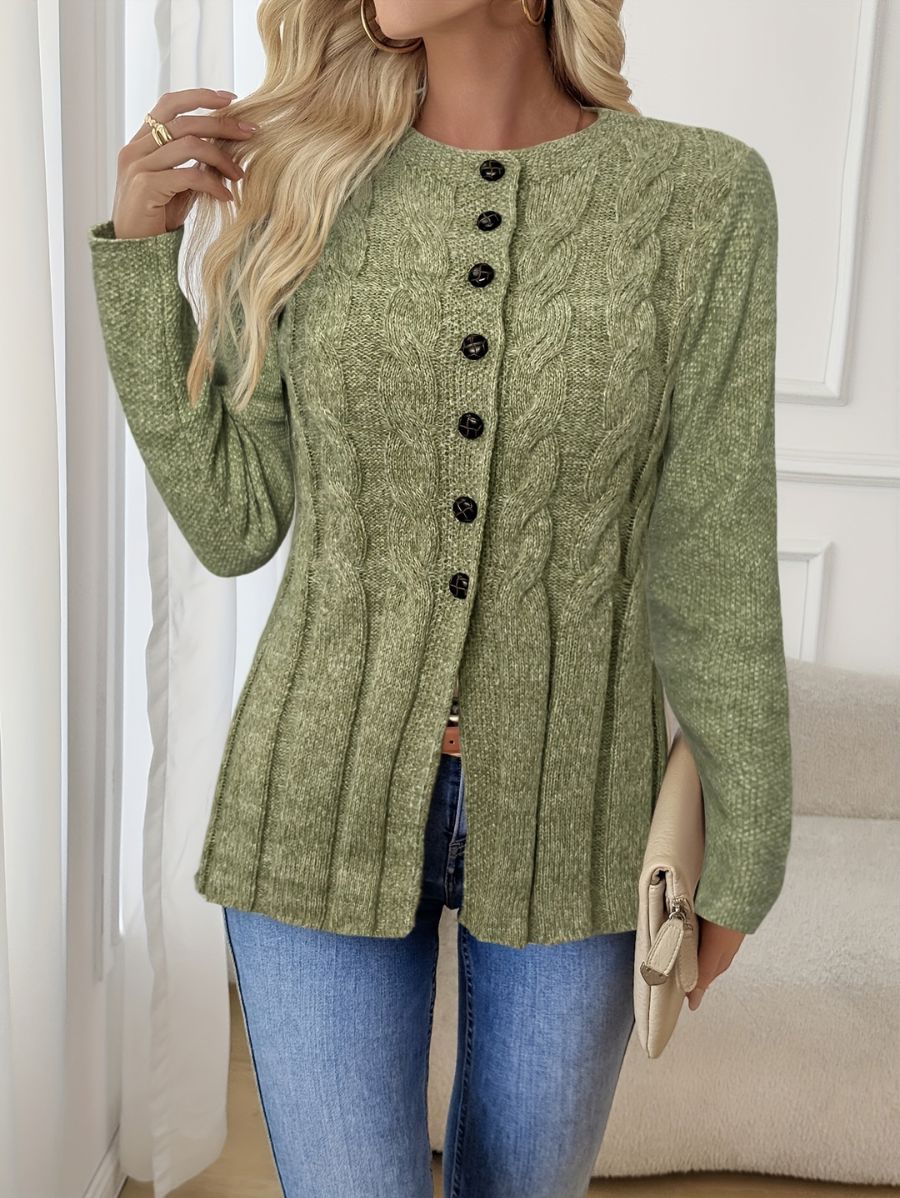 CÁRDIGAN CON BOTONES MANGA LARGA Cardigan 08 ZAPRINI Verde S 