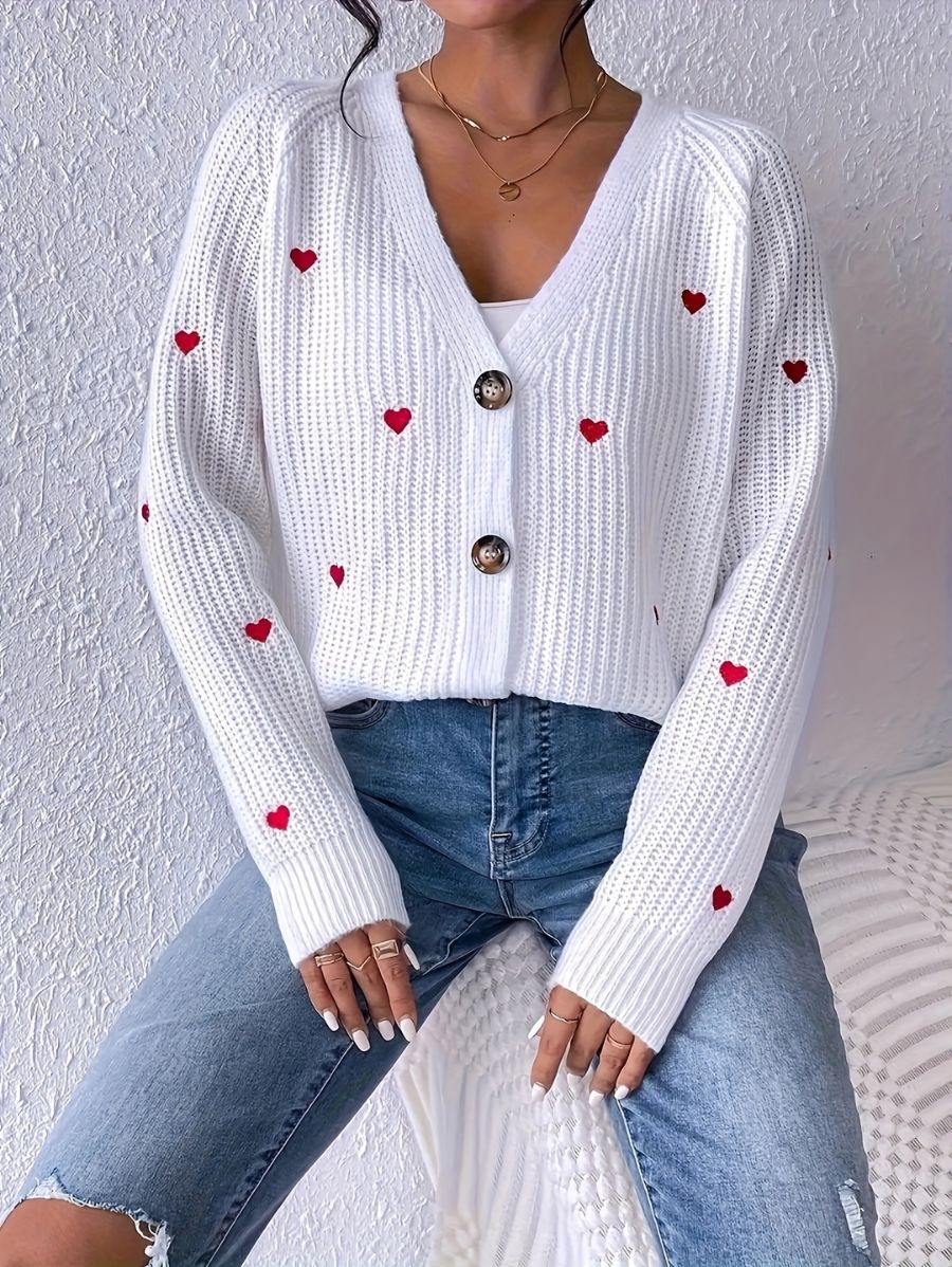 CÁRDIGAN CON BOTONES Y ESTAMPADO DE CORAZONES Cardigan 20 ZAPRINI 