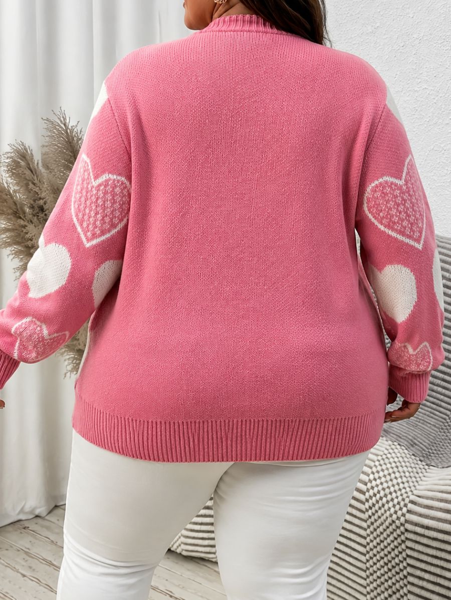 CÁRDIGAN CON BOTONES Y ESTAMPADO DE CORAZONES PLUS SIZE Cardigan Plus Size 01 ZAPRINI 