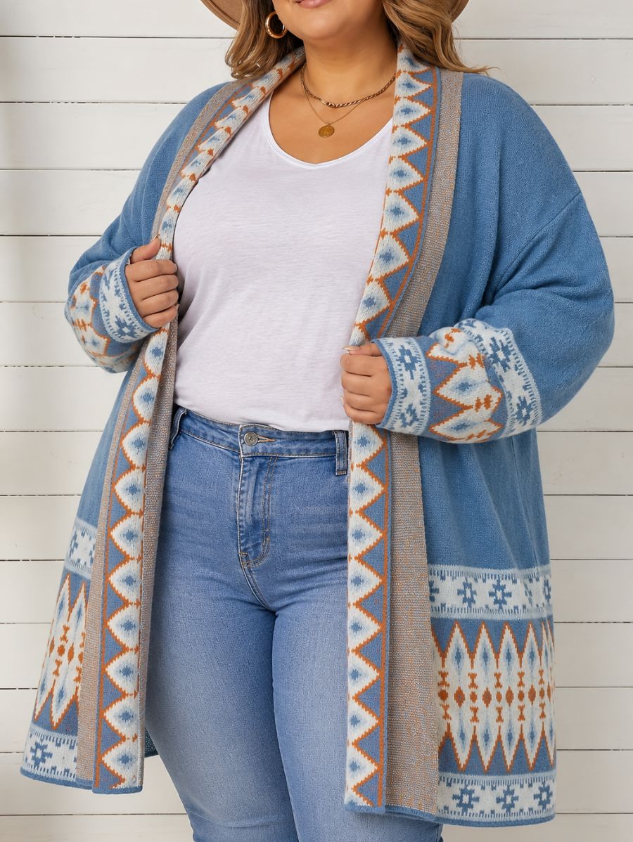 CÁRDIGAN CON DETALLE GEOMÉTRICO PLUS SIZE Cardigan Plus Size 08 ZAPRINI 1XL 