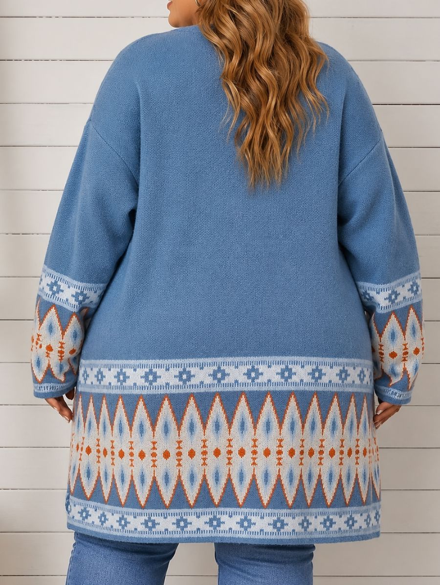 CÁRDIGAN CON DETALLE GEOMÉTRICO PLUS SIZE Cardigan Plus Size 08 ZAPRINI 