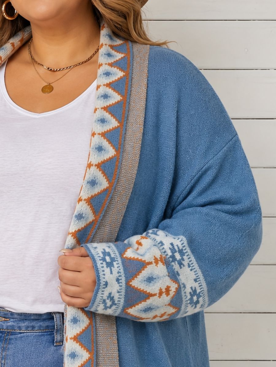 CÁRDIGAN CON DETALLE GEOMÉTRICO PLUS SIZE Cardigan Plus Size 08 ZAPRINI 