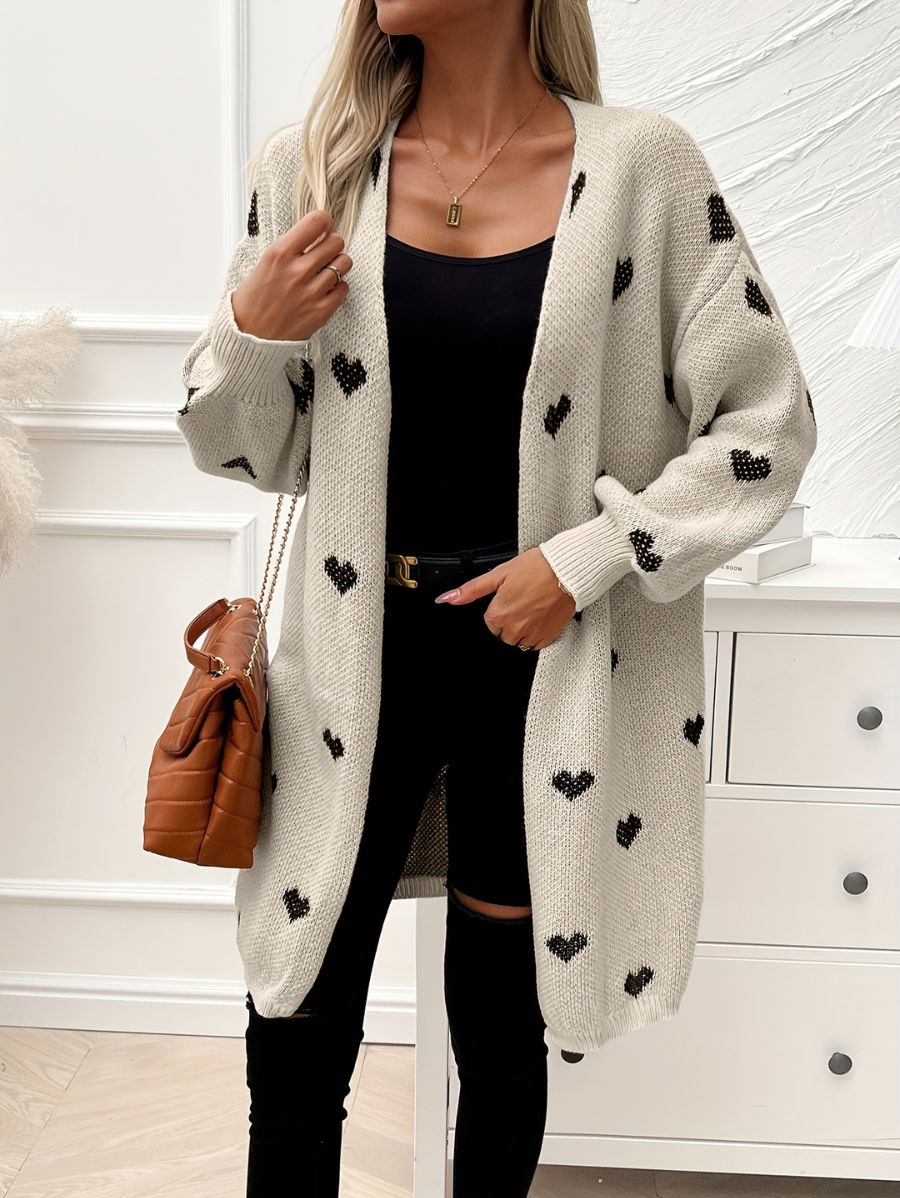 CÁRDIGAN CON ESTAMPADO DE CORAZONES Y MANGAS FAROL Cardigan 19 ZAPRINI S 