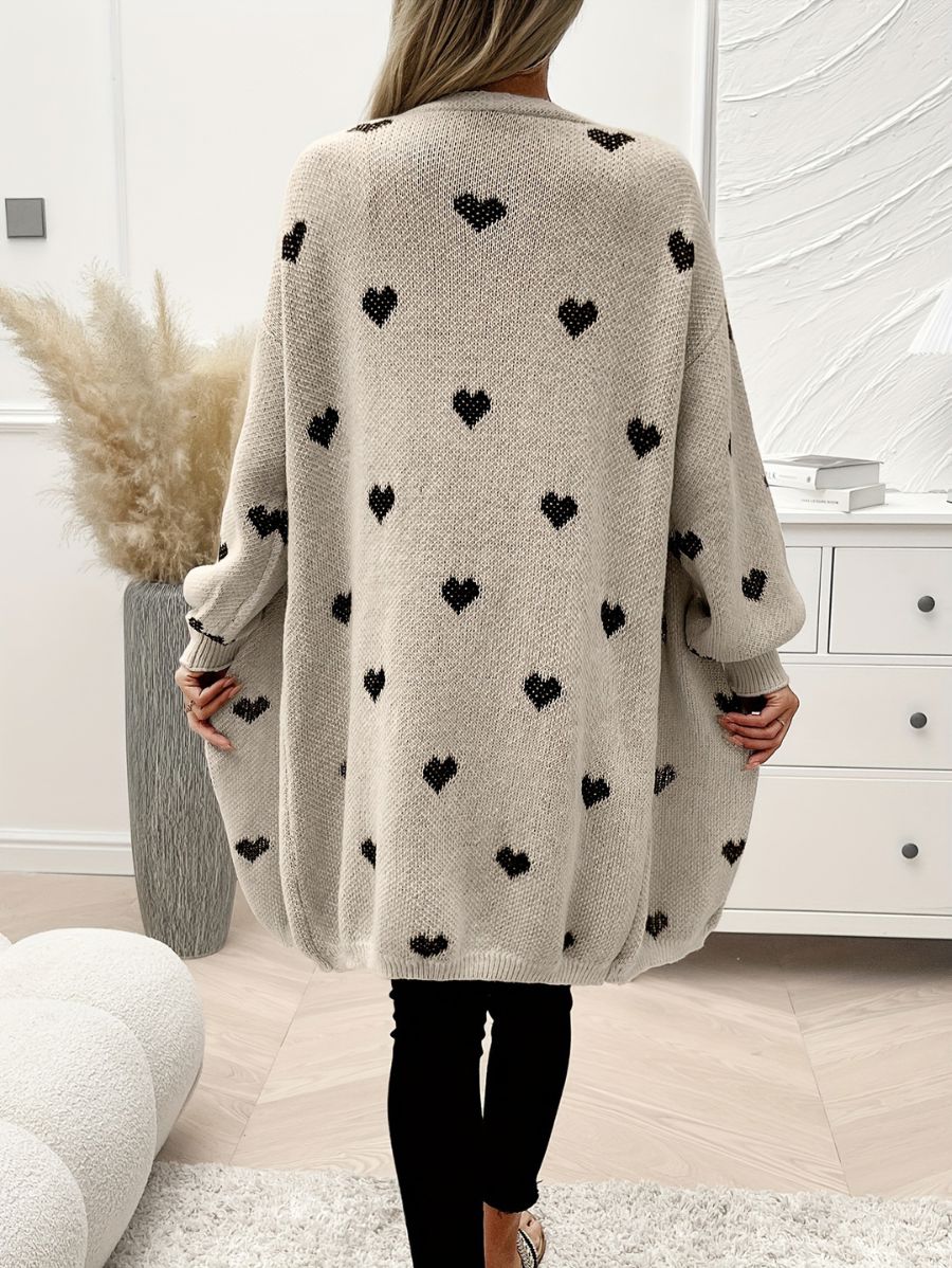 CÁRDIGAN CON ESTAMPADO DE CORAZONES Y MANGAS FAROL Cardigan 19 ZAPRINI 