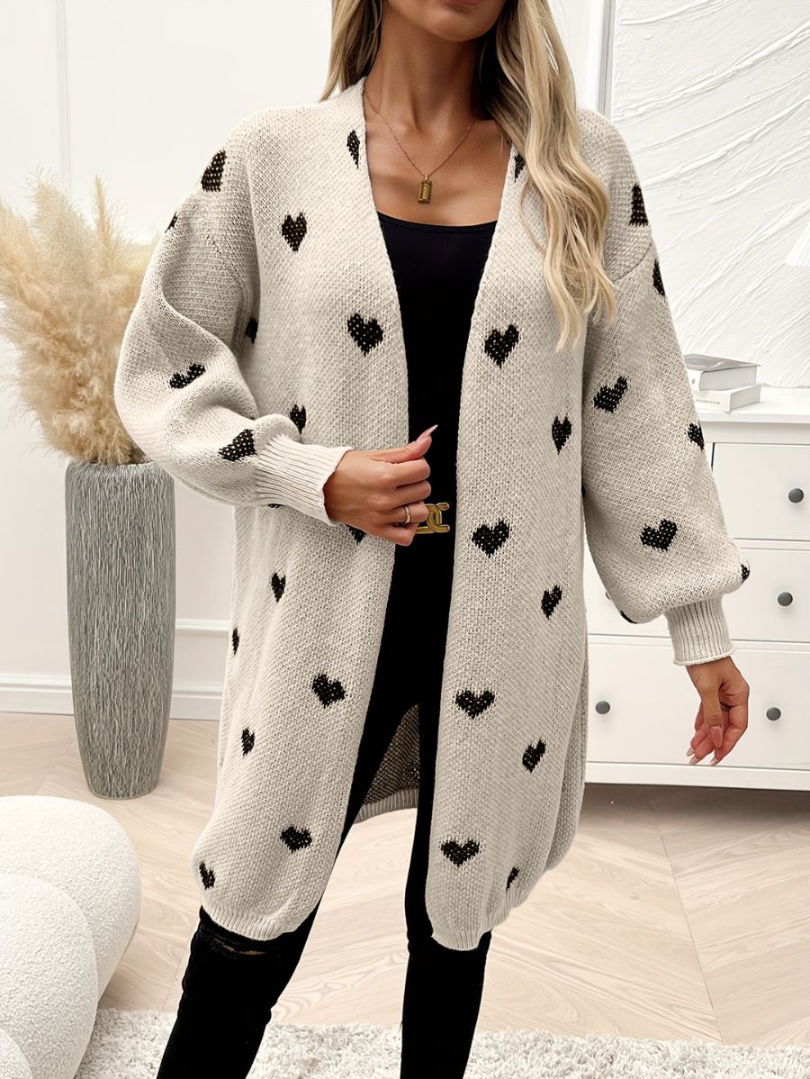 CÁRDIGAN CON ESTAMPADO DE CORAZONES Y MANGAS FAROL Cardigan 19 ZAPRINI 