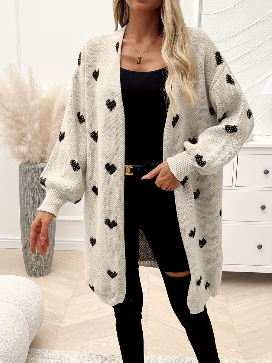CÁRDIGAN CON ESTAMPADO DE CORAZONES Y MANGAS FAROL Cardigan 19 ZAPRINI 