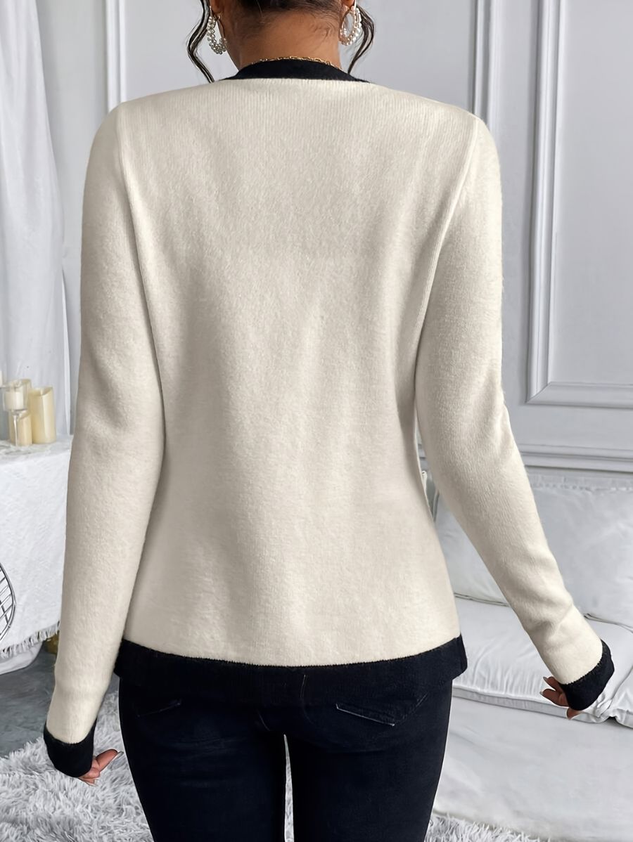 CÁRDIGAN CON RIBETE CONTRASTANTE Cardigan 22 ZAPRINI 