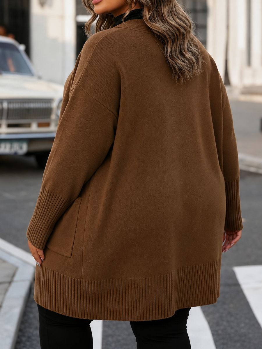 CÁRDIGAN CON TEXTURA ACANALADA PLUS SIZE Cardigan Plus SIze 07 ZAPRINI 