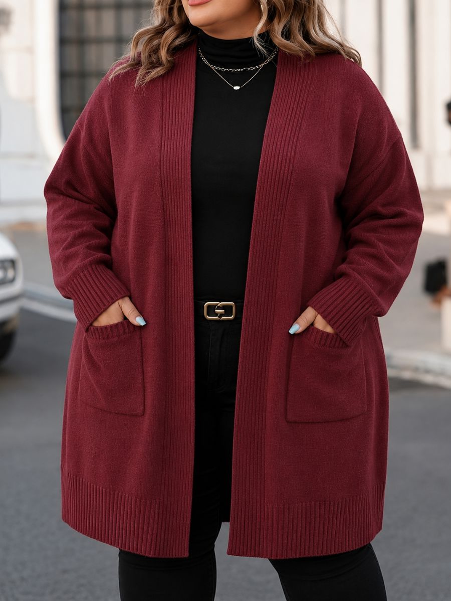 CÁRDIGAN CON TEXTURA ACANALADA PLUS SIZE Cardigan Plus SIze 07 ZAPRINI Bordo 1XL 