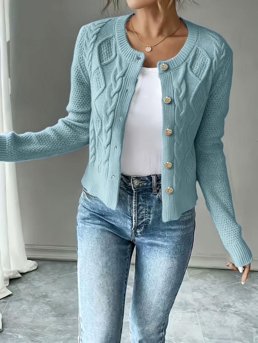 CÁRDIGAN CORTO CON CUELLO REDONDO Cardigan 24 ZAPRINI Azul S 