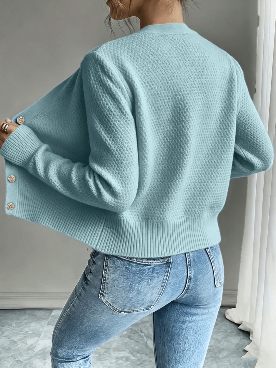 CÁRDIGAN CORTO CON CUELLO REDONDO Cardigan 24 ZAPRINI Azul S 