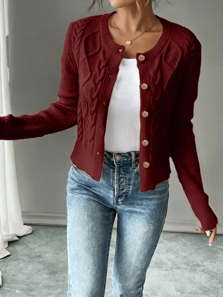 CÁRDIGAN CORTO CON CUELLO REDONDO Cardigan 24 ZAPRINI Bordo S 