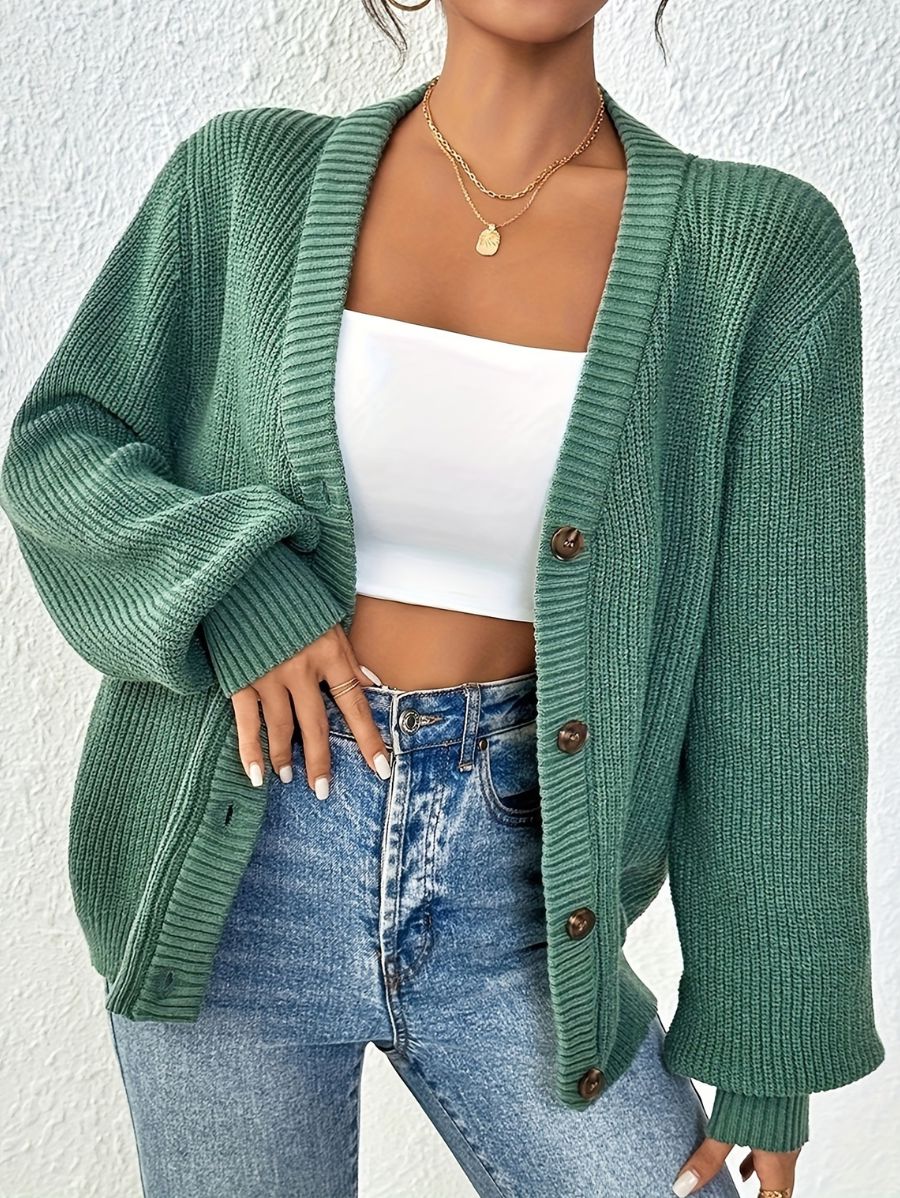 CÁRDIGAN HOLGADO CON BOTONES Cardigan 23 ZAPRINI Verde S 