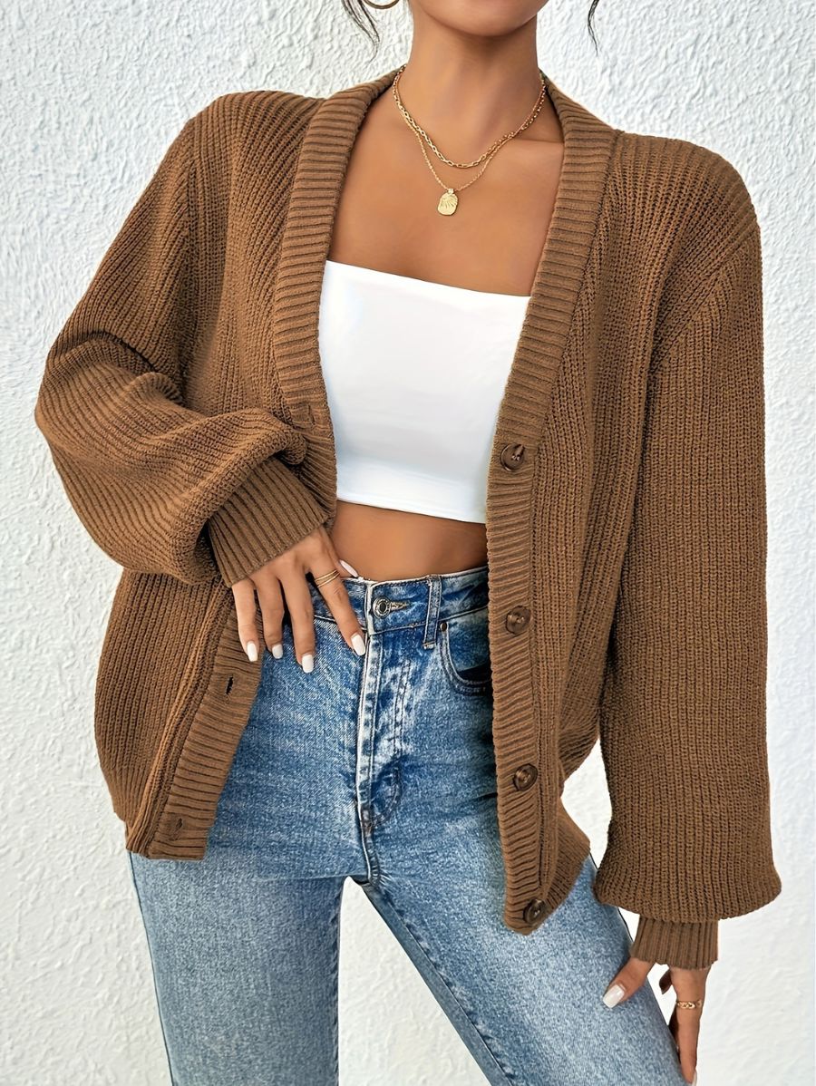 CÁRDIGAN HOLGADO CON BOTONES Cardigan 23 ZAPRINI Marrón S 