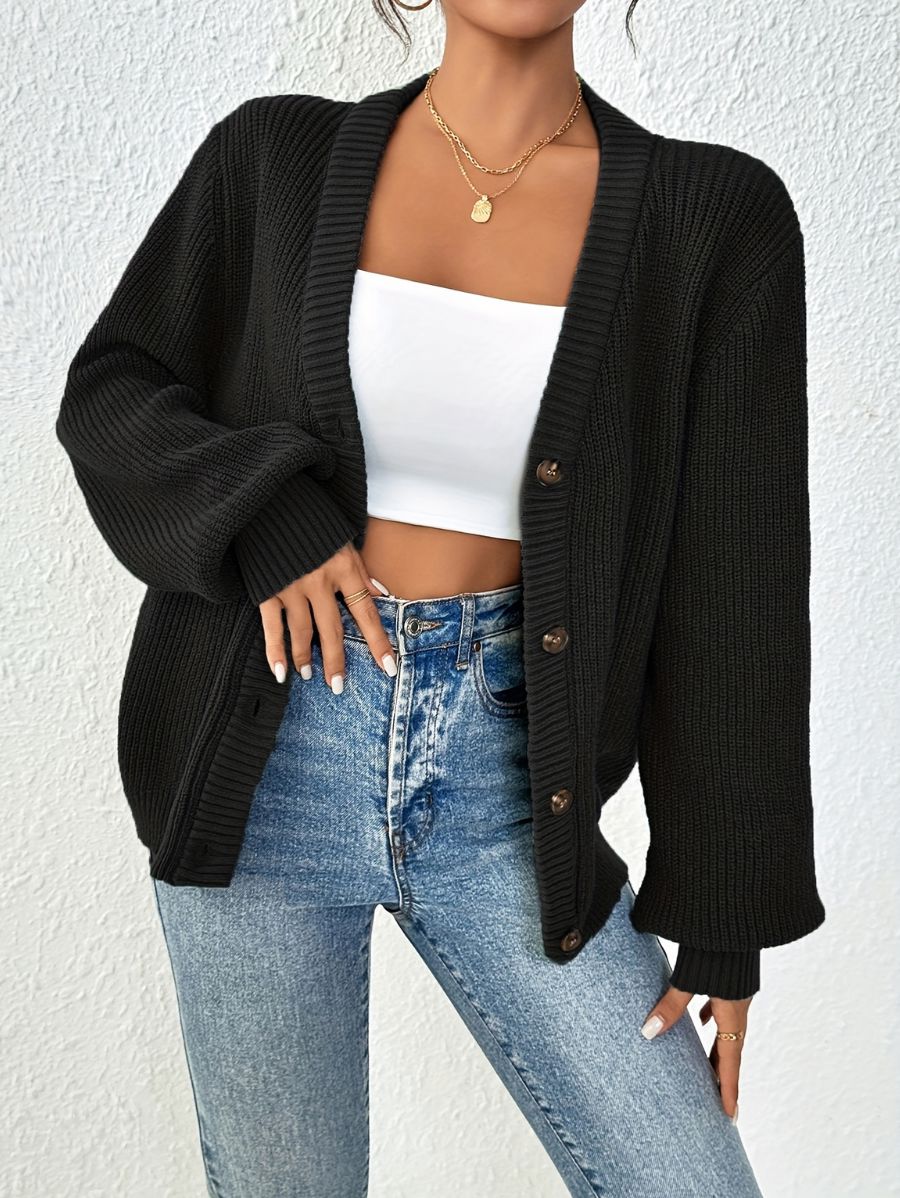 CÁRDIGAN HOLGADO CON BOTONES Cardigan 23 ZAPRINI Negro S 